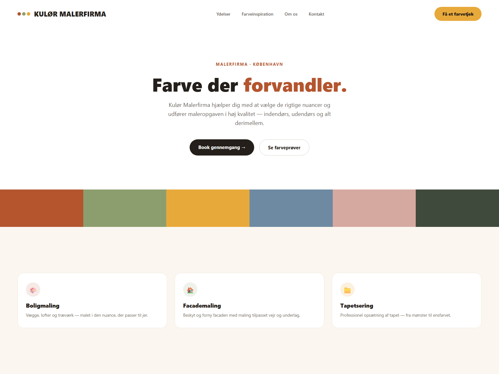 Hjemmeside for Kulør Malerfirma